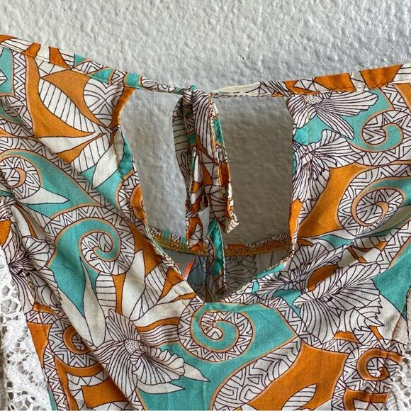 Maaji Cold Shoulder Teal Orange Lace Detail Swim Coverup Dress Size Large - Picture 6 of 11